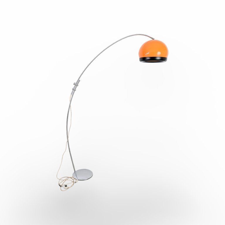 Lampe sur pied à arc Space Age orange, années 1970, mid-century photo 605.0