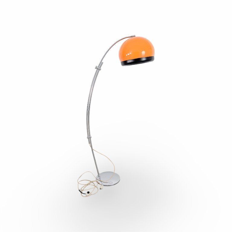Lampe sur pied à arc Space Age orange, années 1970, mid-century photo buy