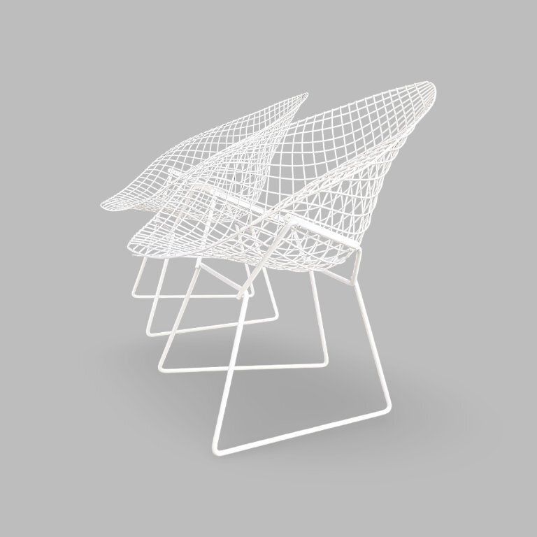 Set Of 2 Diamond Chairs Knoll Harry Bertoia Design Garden Chair photo Garden Furniture