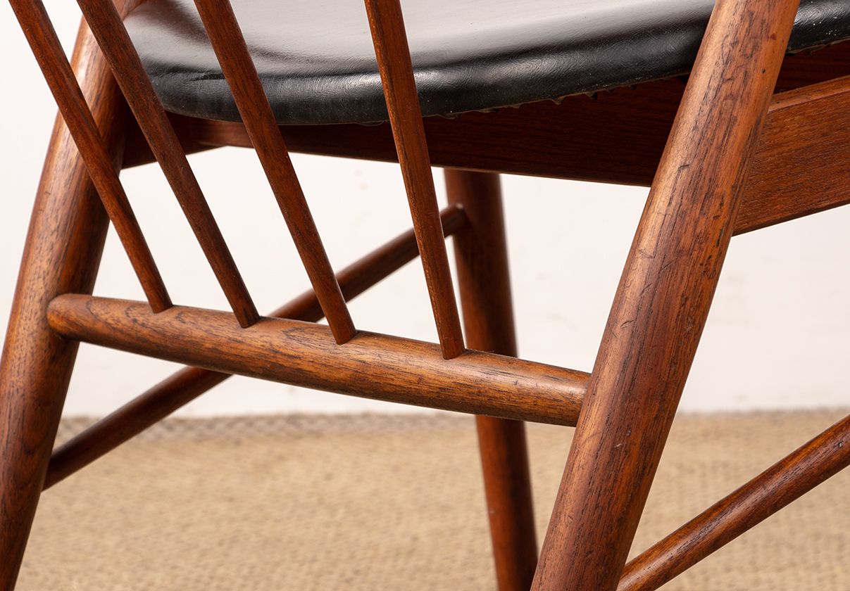 photo vintage Danish Armchairs In Teak And Skai By Helge Sibast For Sibast 1955.