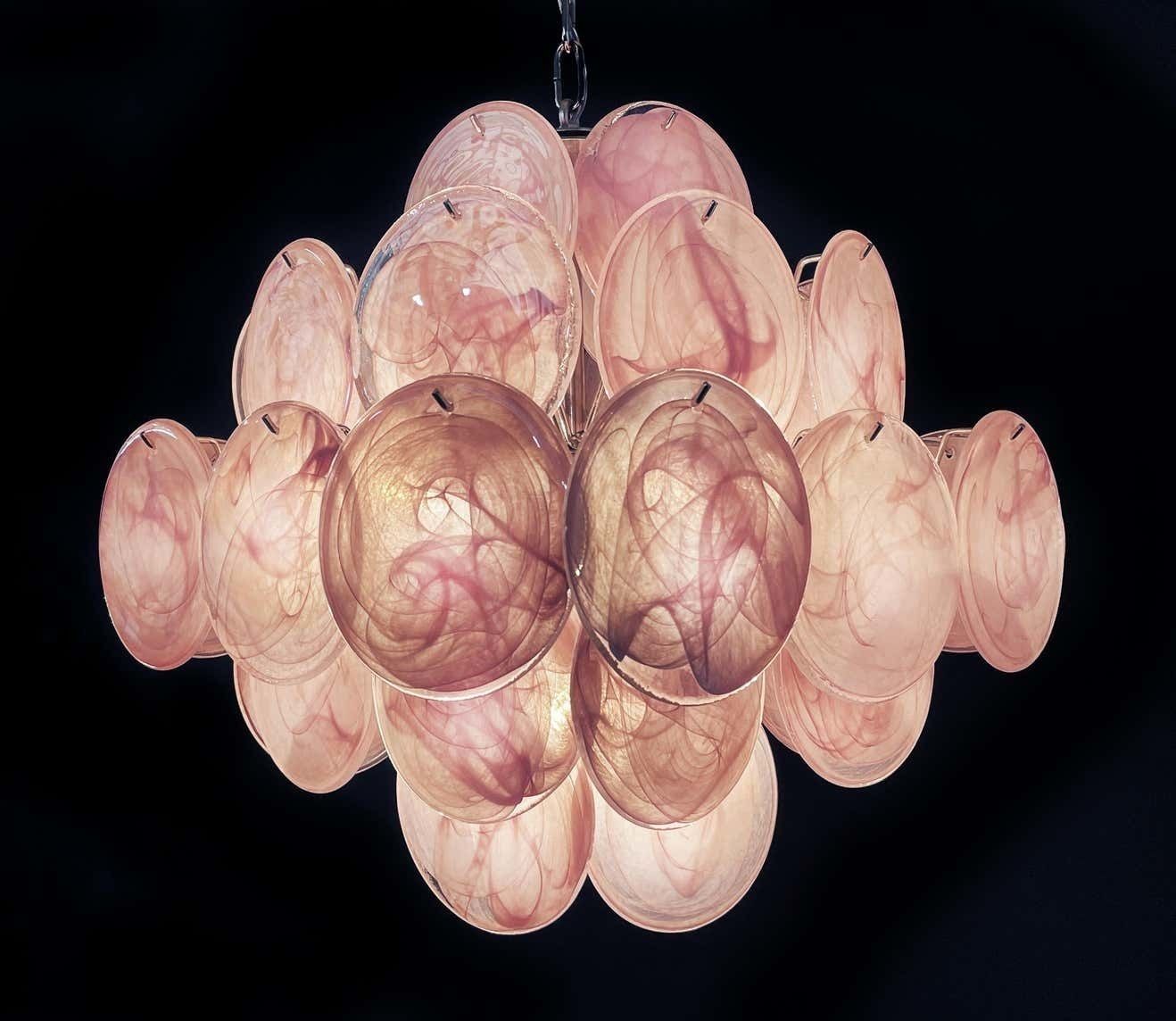 photo furniture Pair Of Disc Murano Glass Chandeliers By Vistosi Style