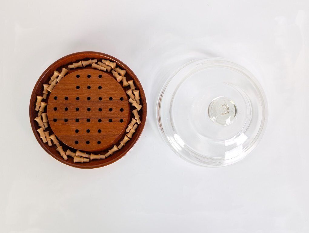 Mid-Century Solitaire Bordspel, jaren 1960, Denemarken, Teak Glas photo buy