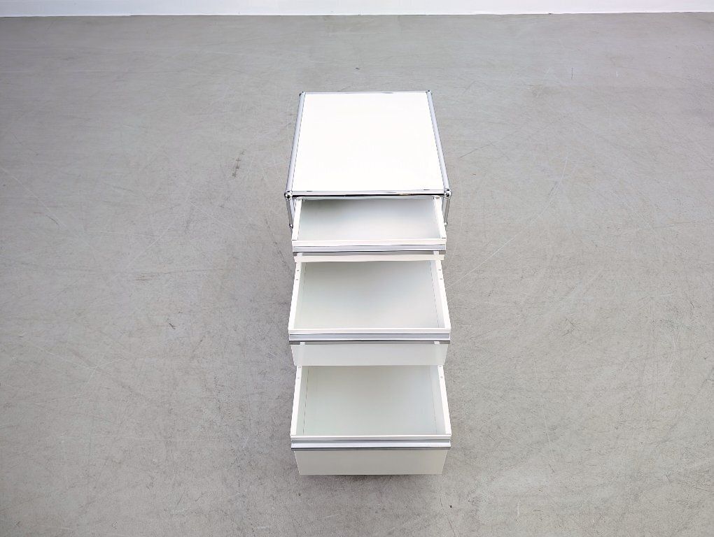 7x Usm Haller Rolling Container Office Cabinet Design White Fritz Trolley photo for sale