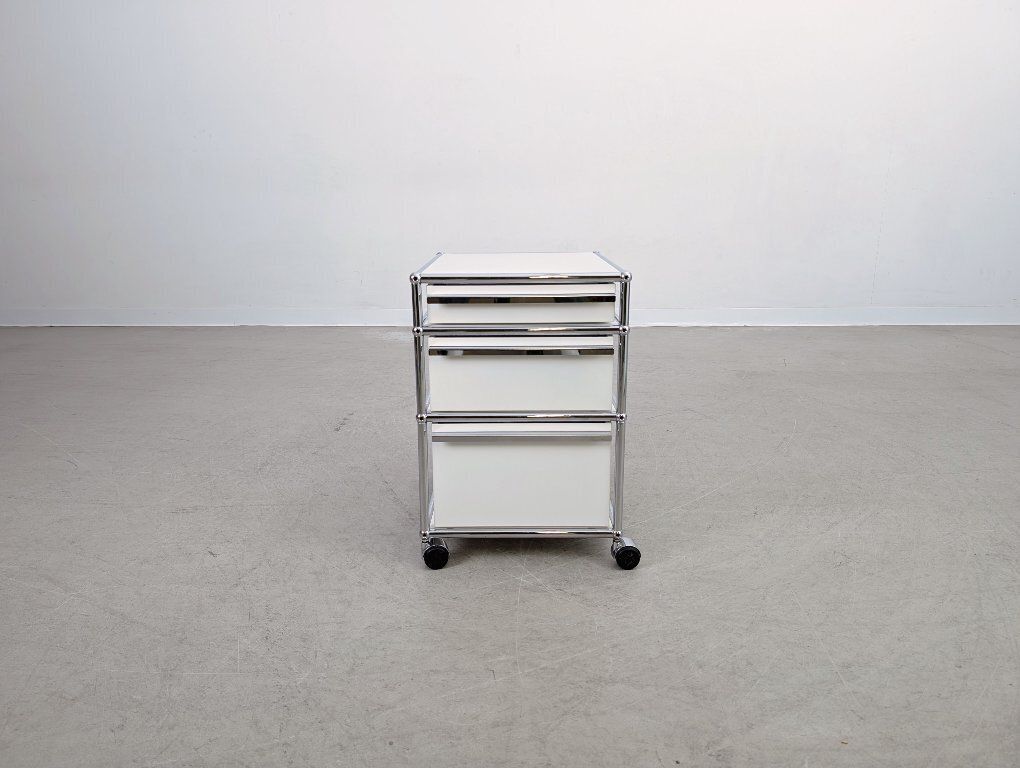 7x Usm Haller Rolling Container Office Cabinet Design White Fritz Trolley photo vintage