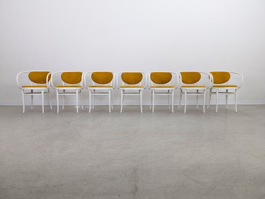 Set Of 7 Thonet Chairs 210 P Bentwood 1960s Yellow Design Classic photo for sale