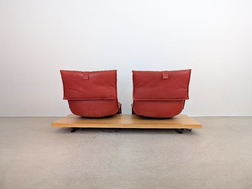 Original Koinor Free Motion 2 Edit Sofa Couch Oak Leather Red photo Furniture