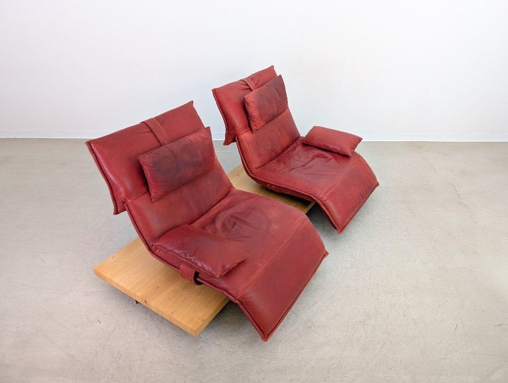 Original Koinor Free Motion 2 Edit Sofa Couch Oak Leather Red photo 3693.0