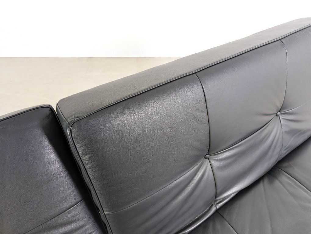 photo vintage Ligne Roset Smala Bank – Leer, Zwart – Design, Frankrijk