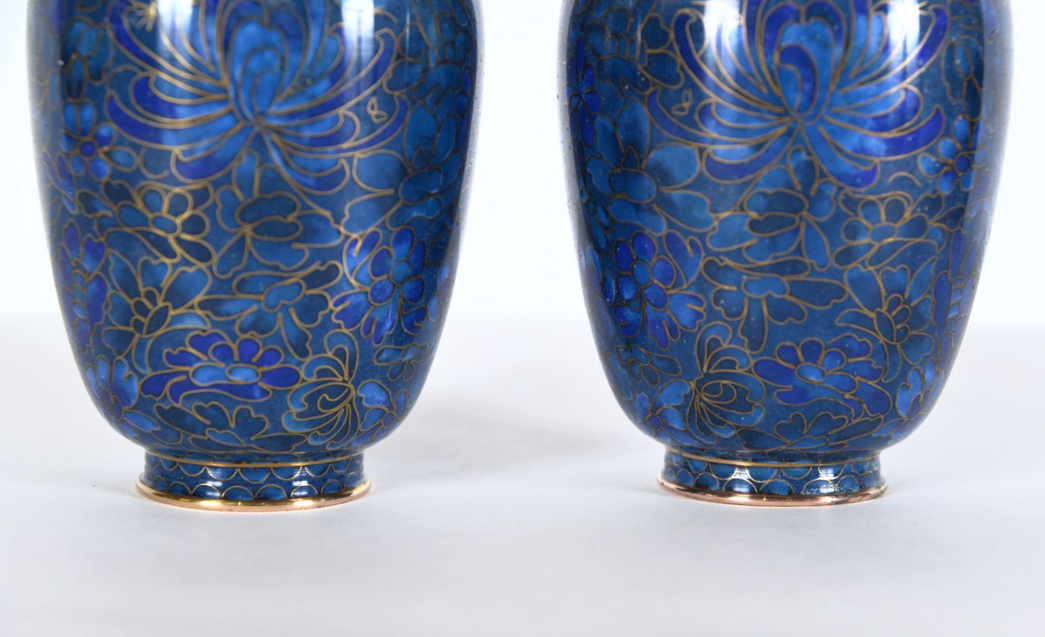 photo furniture Pair Of Small Japanese Cloisonne Enamel Copper Flower Posy Vases Art Deco 1940s