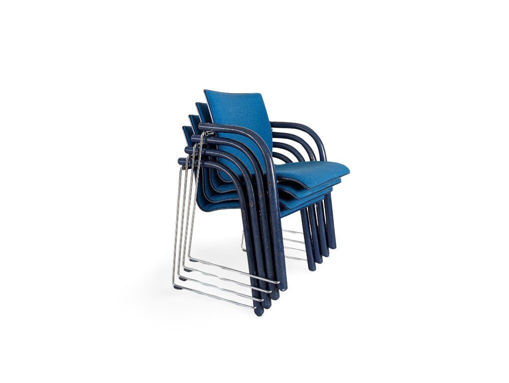 Ensemble de 4 chaises empilables Thonet S320, Böhme Schneider, bleu photo 729.0
