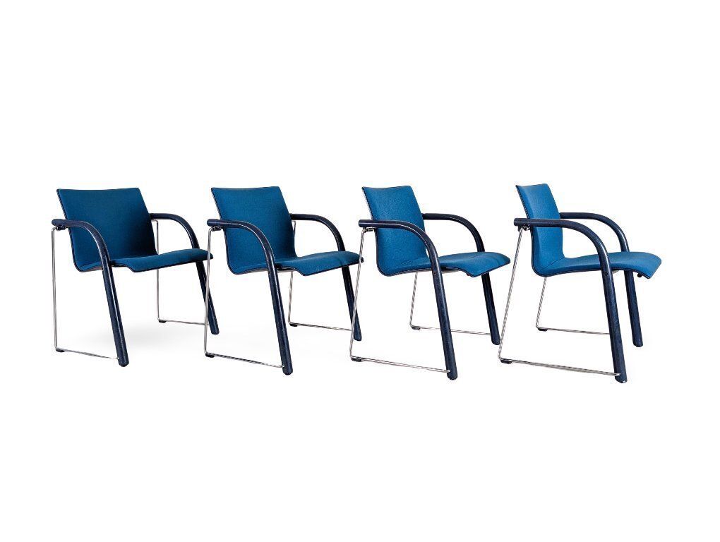 Original 4 Piece Thonet S320 Stacking Chair Set, Böhme Schneider, Blue photo vinterior