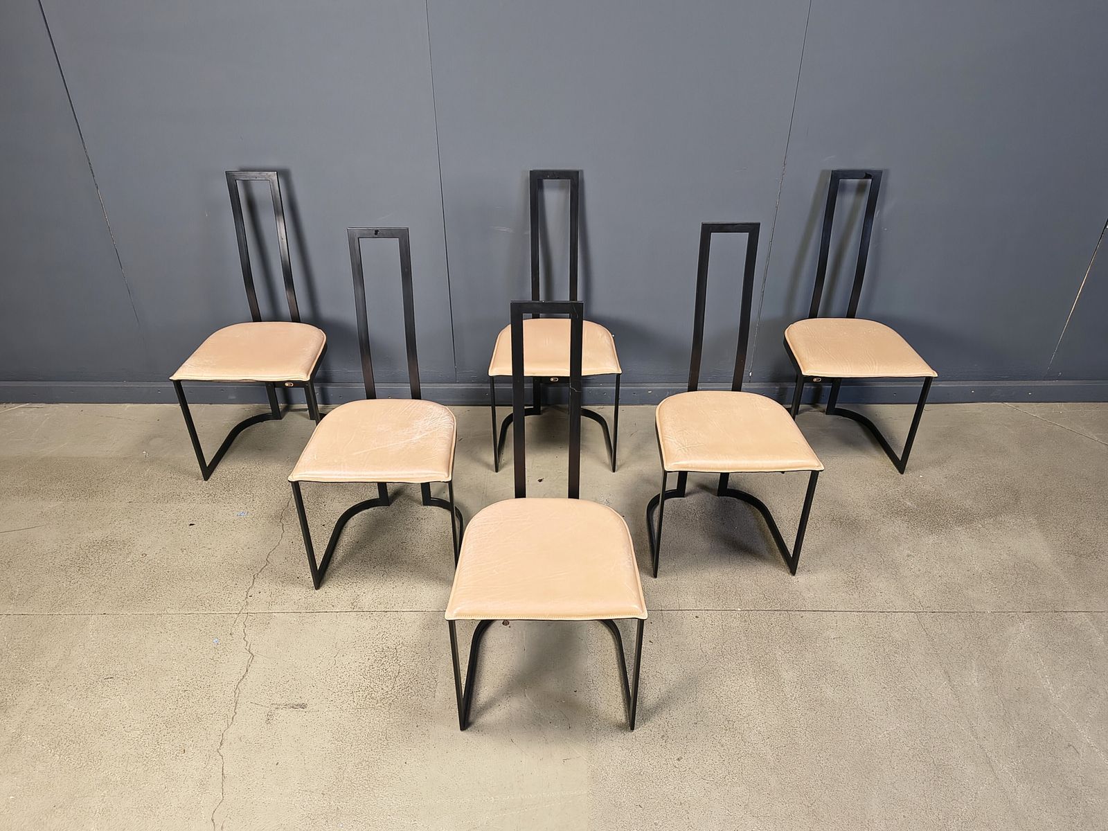 photo vinterior Gastone Rinaldi Postmodern  Dining Chairs For Thema Italy, 1980s   Set Of 6
