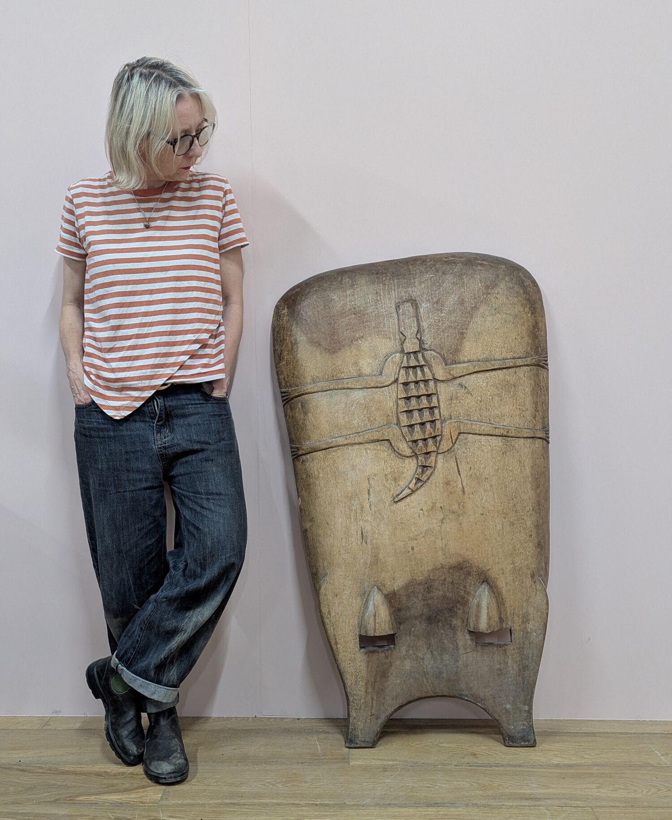 West African Senufo Chief’s Carved Palaver Chair Back