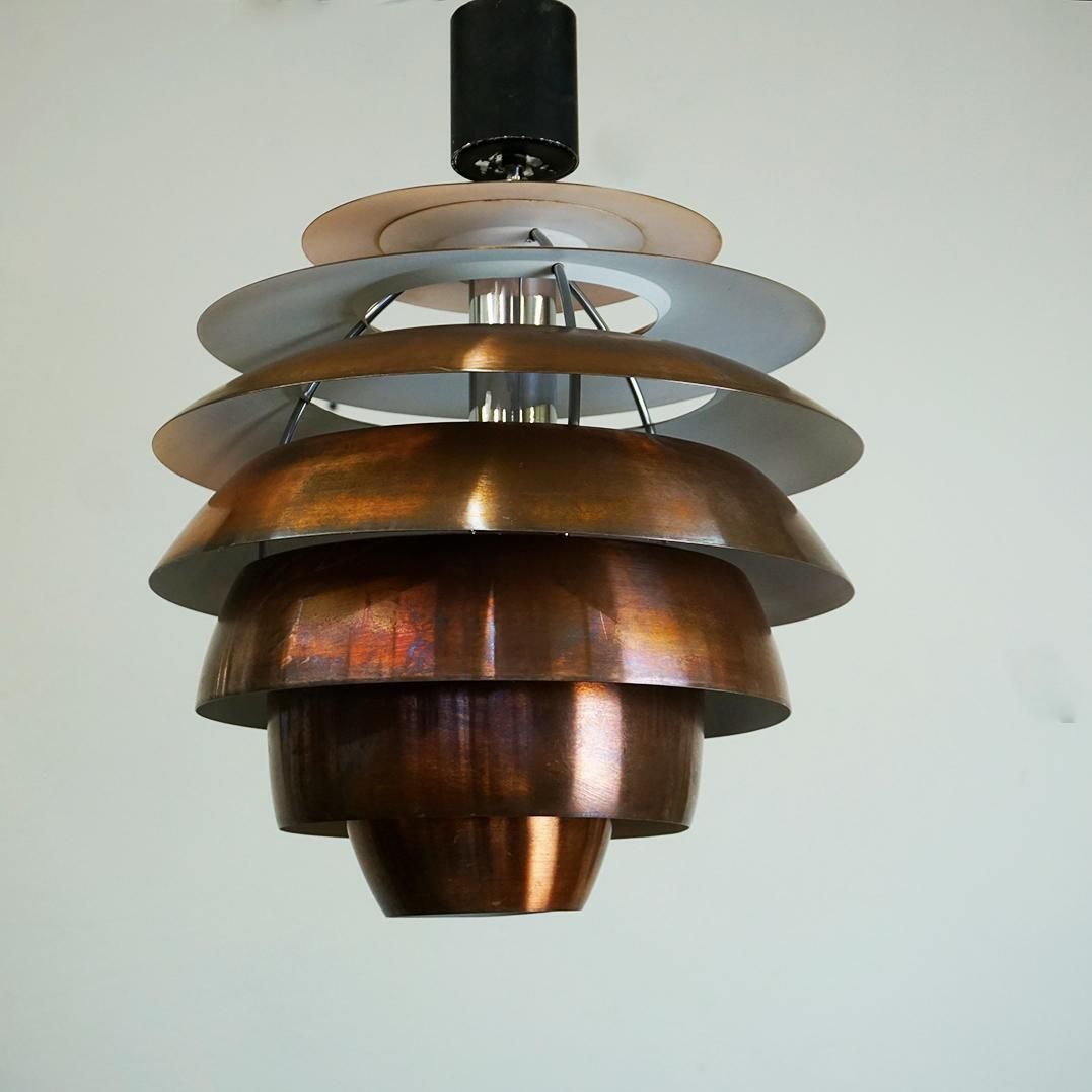 photo for sale Italian Mid Century Copper Metal Pendant 1231 By Stilnovo Milano