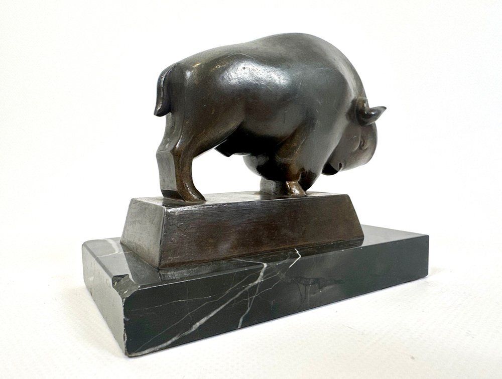 Art Deco French Bizon Figurine Attributed To Pierre Blanc, 1930s photo 454.0