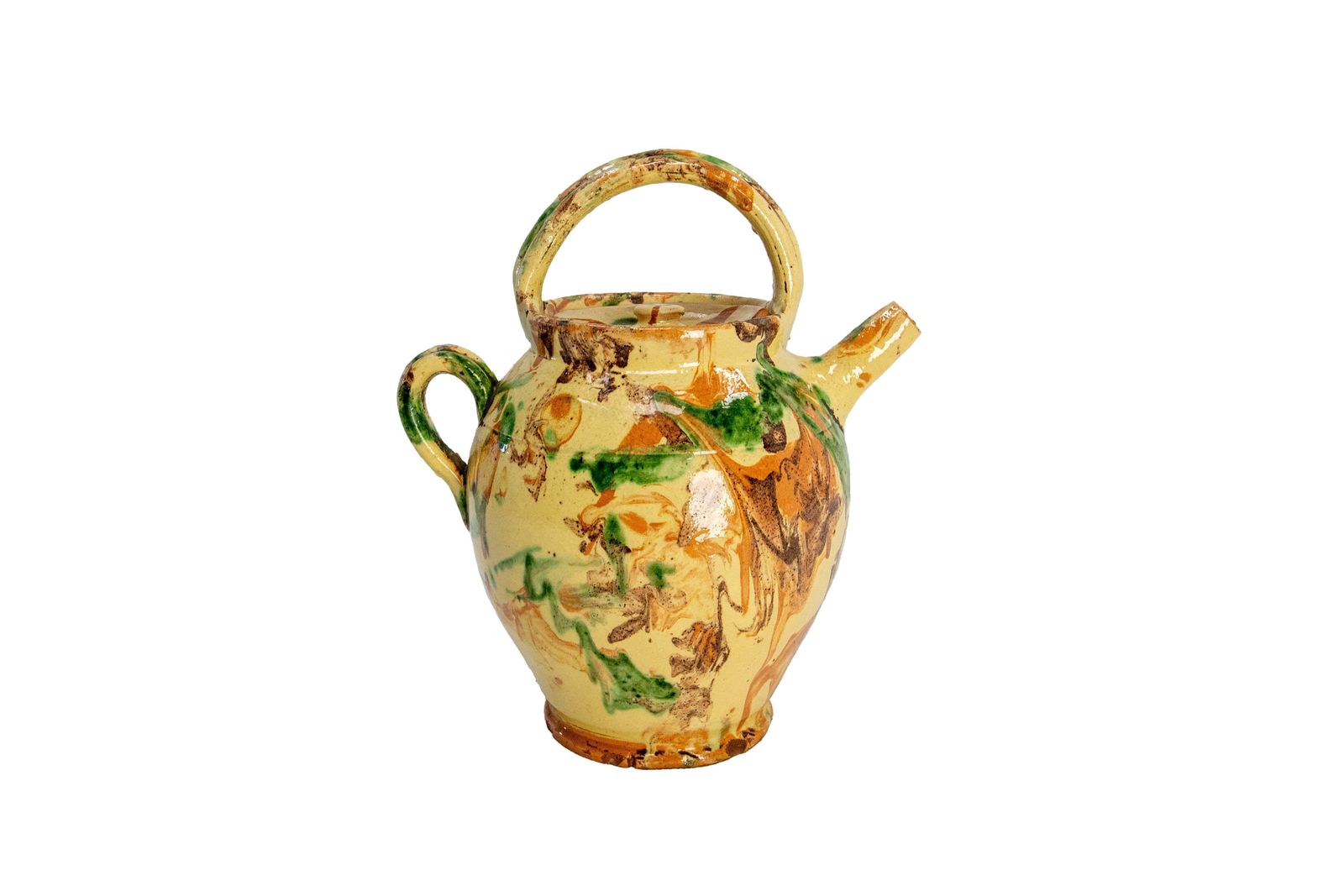 Pichet ou broc en faïence vernissée polychrome, France, vers 1900 photo furniture