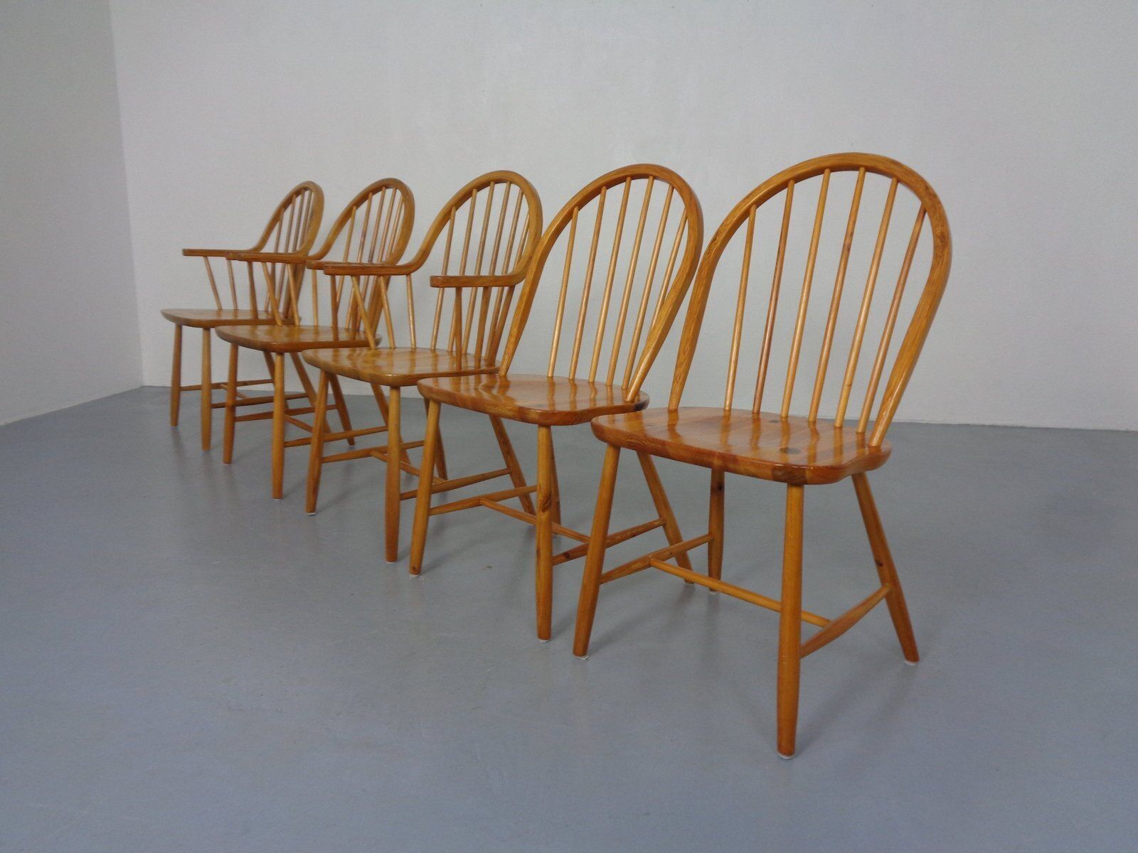 Danish Pine Chairs An Armchairs By Erik Ole Jørgensen For Tarm Stole Møbelfabrik, 1960s, Set Of 5 photo furniture