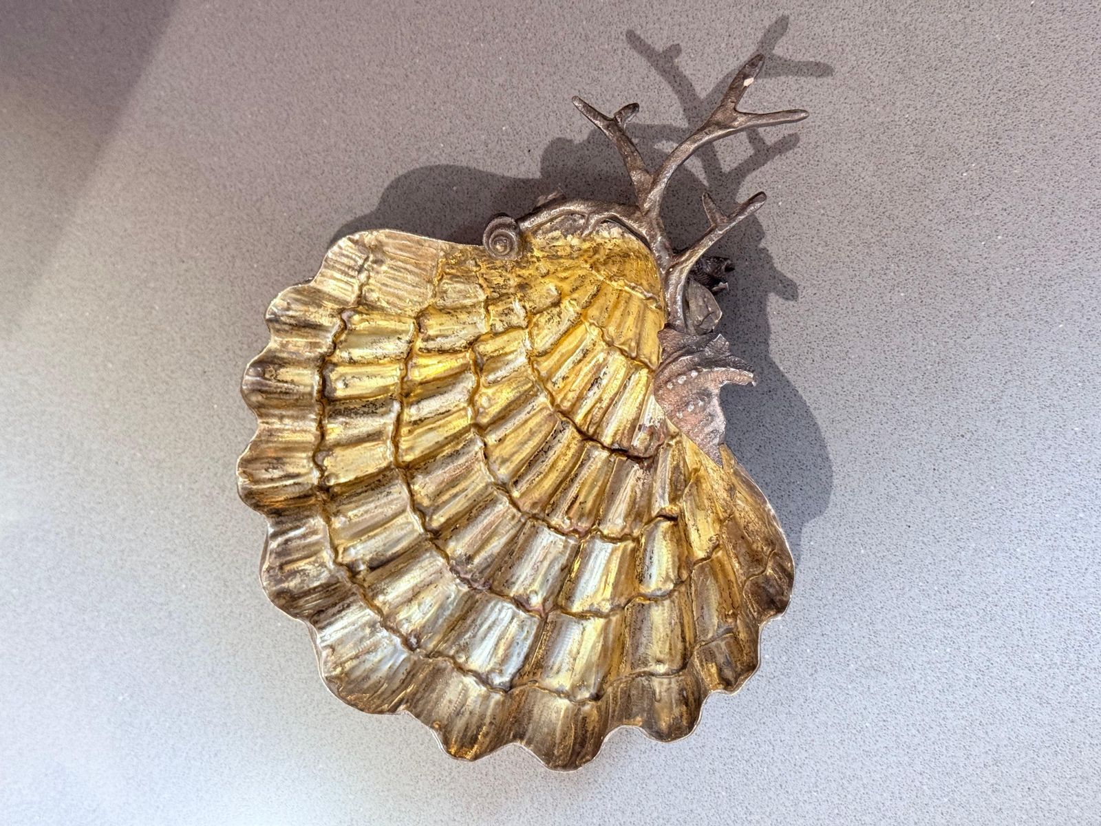 Franco Lapini Signed Silver Plated Shell Dish With Seahorse And Starfish Gilded photo 1750.0