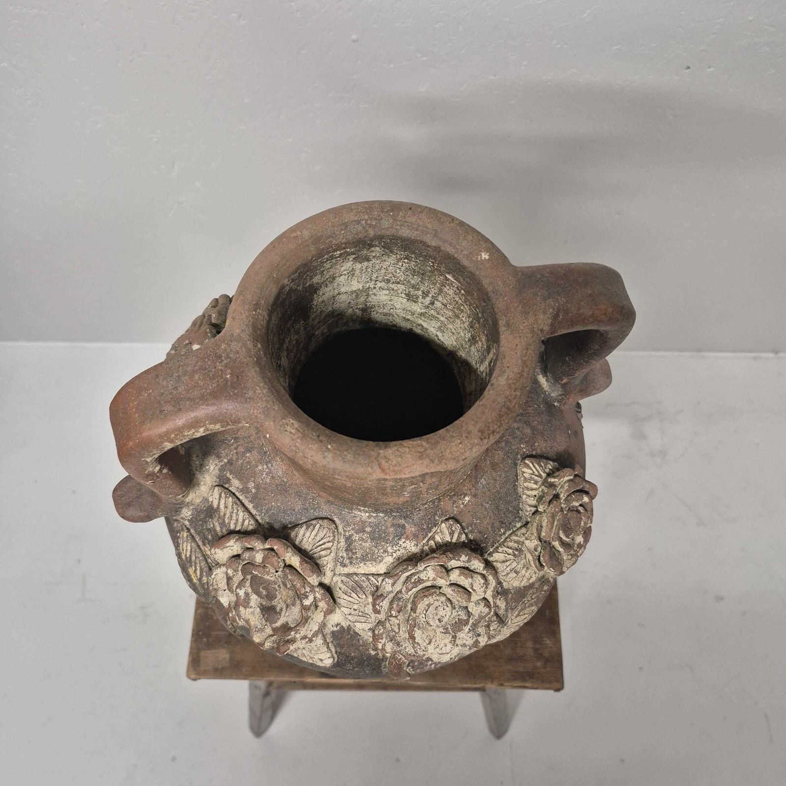 Weathered Terracotta Twin Handled Amphora Urn   Olive Jar Planter photo furniture