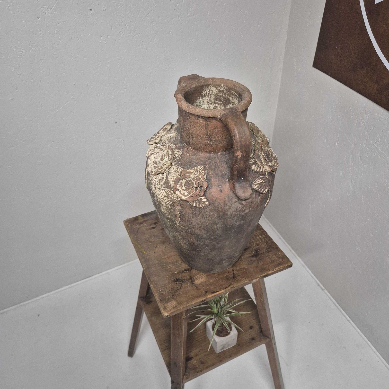 photo vintage Weathered Terracotta Twin Handled Amphora Urn   Olive Jar Planter