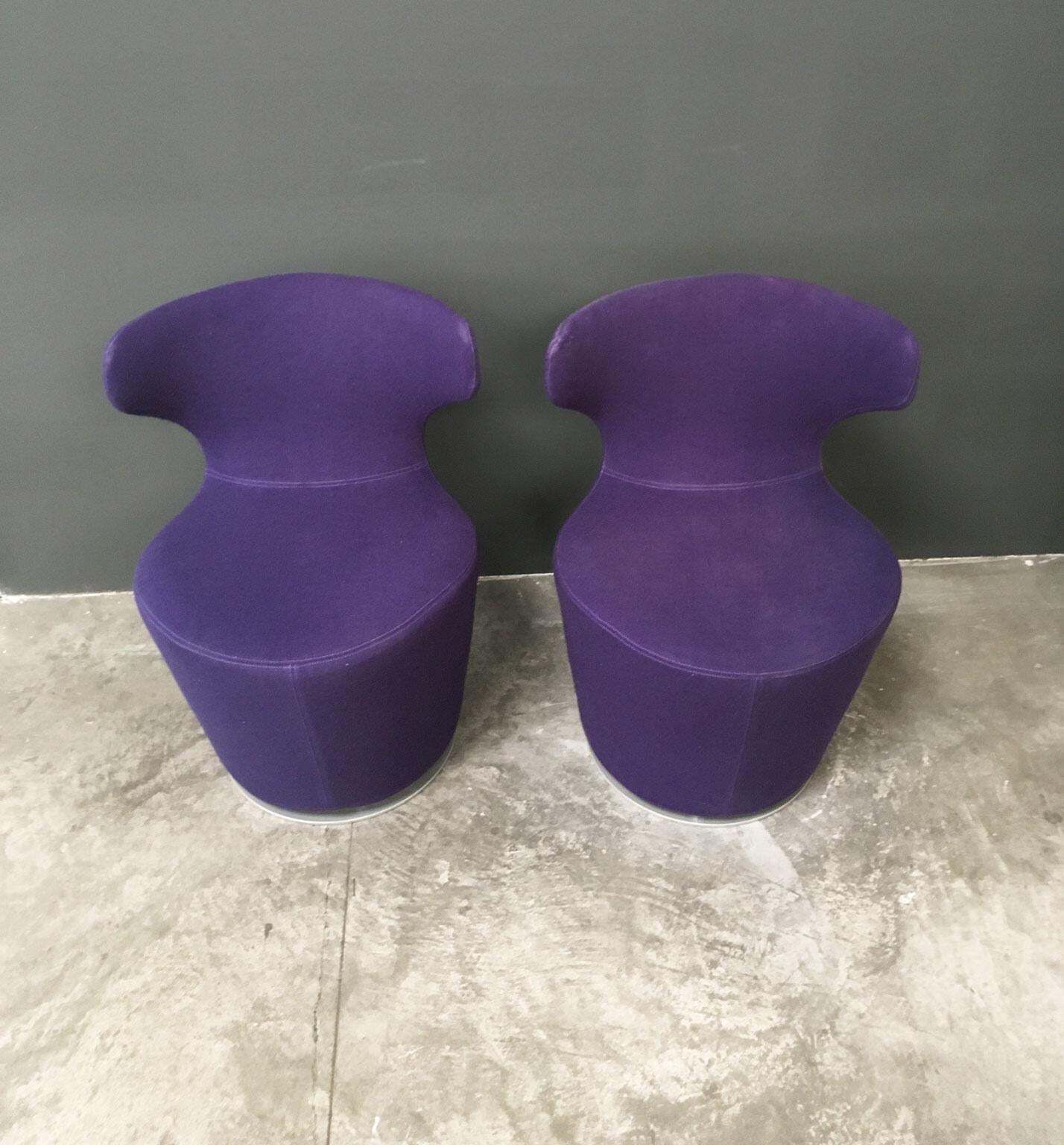 Furniture Italy Violet Fabric Set Of 2 Armchairs By B&B Italia, 2020 photo