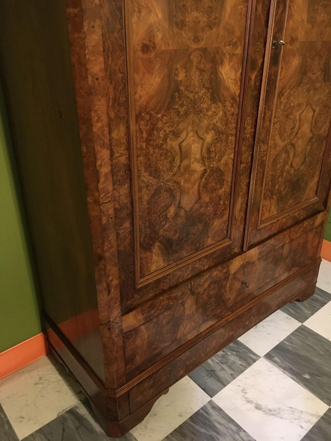 photo vinterior Italy Mid  19th Century Walnut Olive Wood Neoclassical Storage Cabinets Armoires