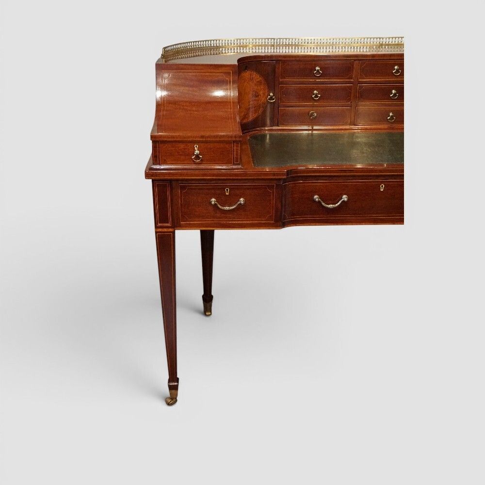Edwardian Inlaid Mahogany Carlton House Desk photo vintage