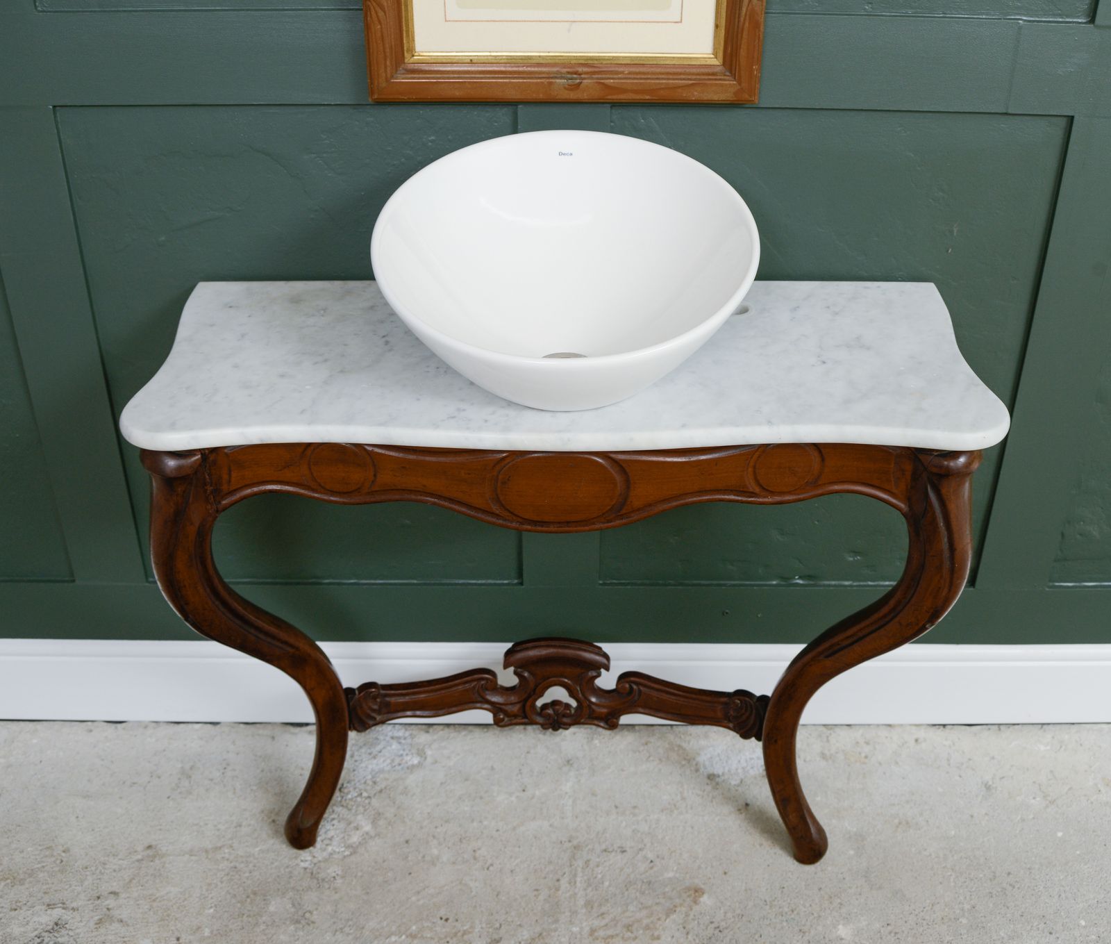 Furniture Antique Mahogany Marble Bathroom Vanity Unit With Sink   Sku 197 photo
