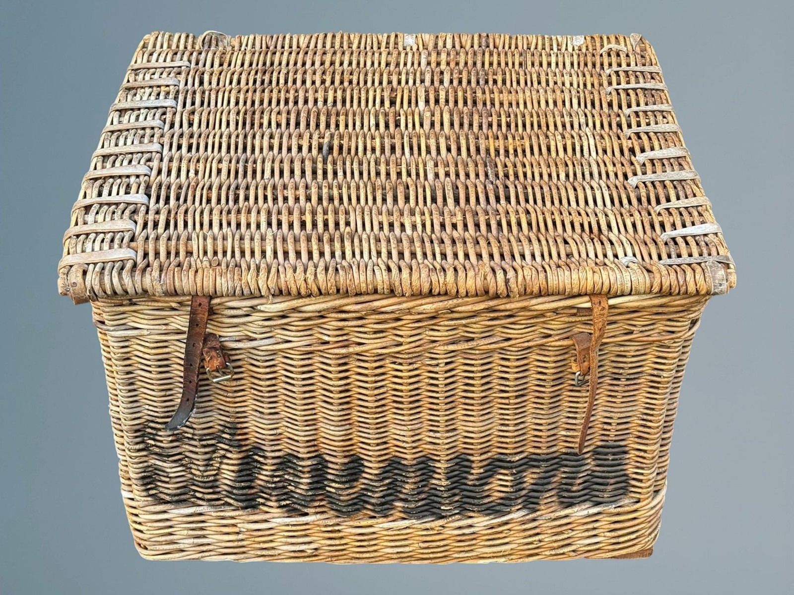 Large Antique Wicker Log Basket photo vintage