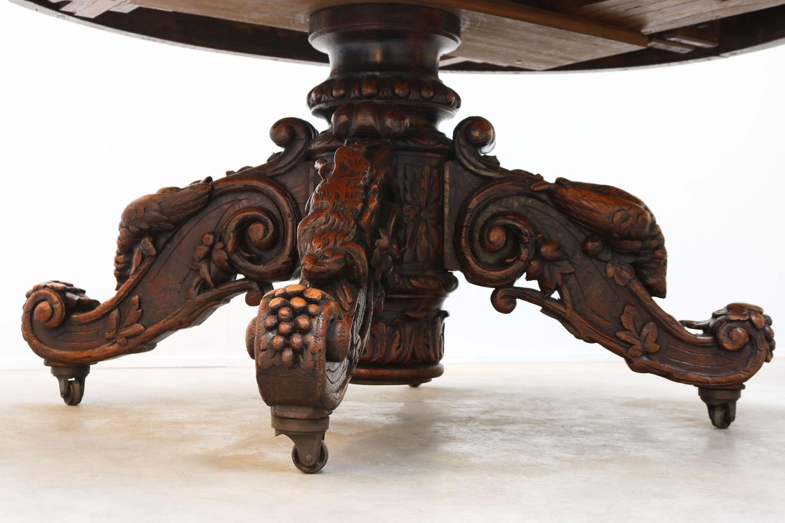 photo vintage Table à manger ovale de chasse d'époque, chêne, style Forêt-Noire, XIXe siècle