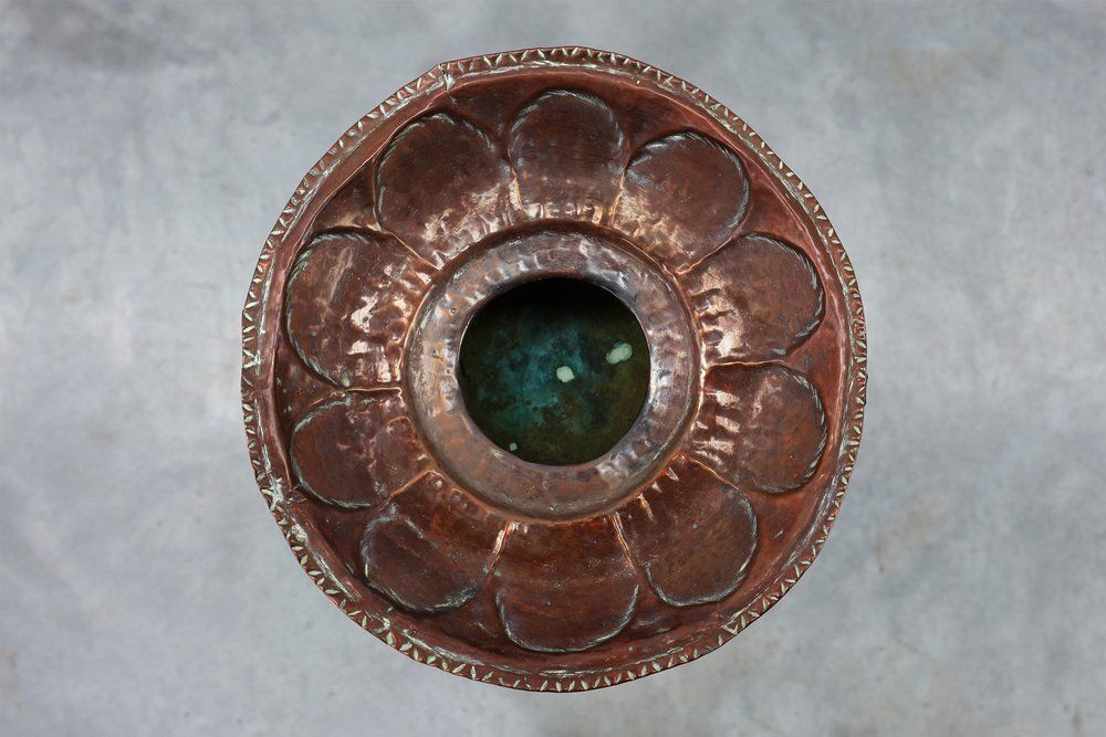 Home Decor Art Nouveau Planter In Metal And Copper, France, 1920s photo