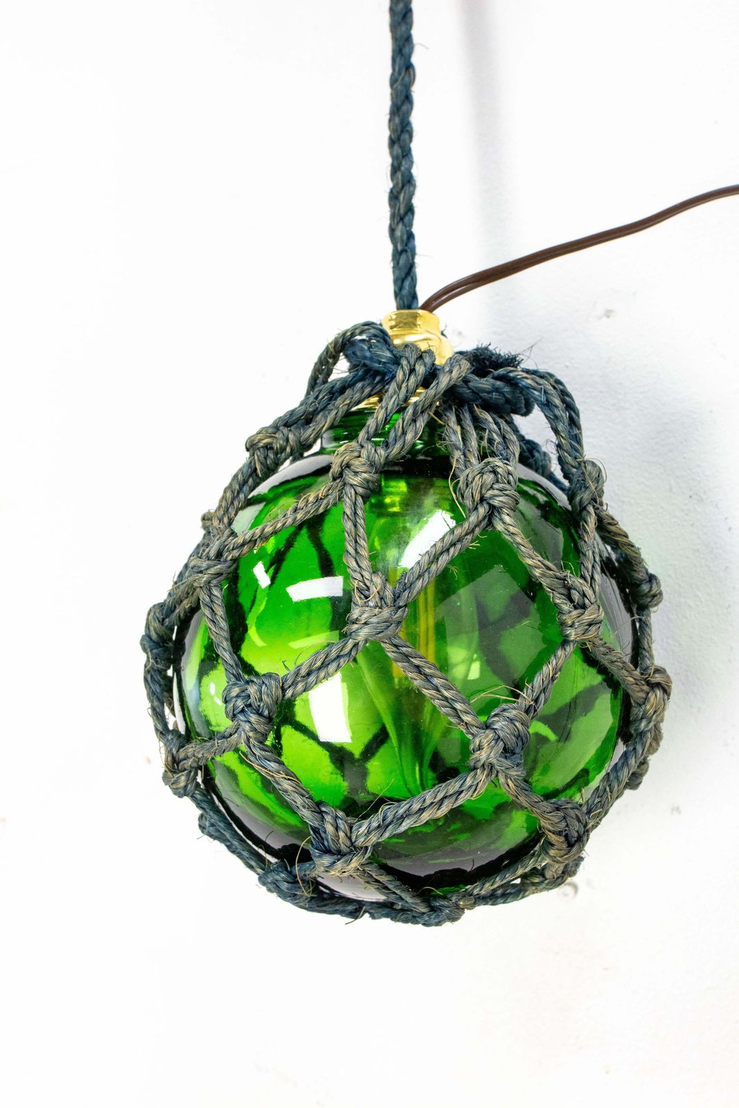 Wall Lamps Pair Fishing Net Floats Repurposed As Pendant Lamps, French C 1970 photo Lighting