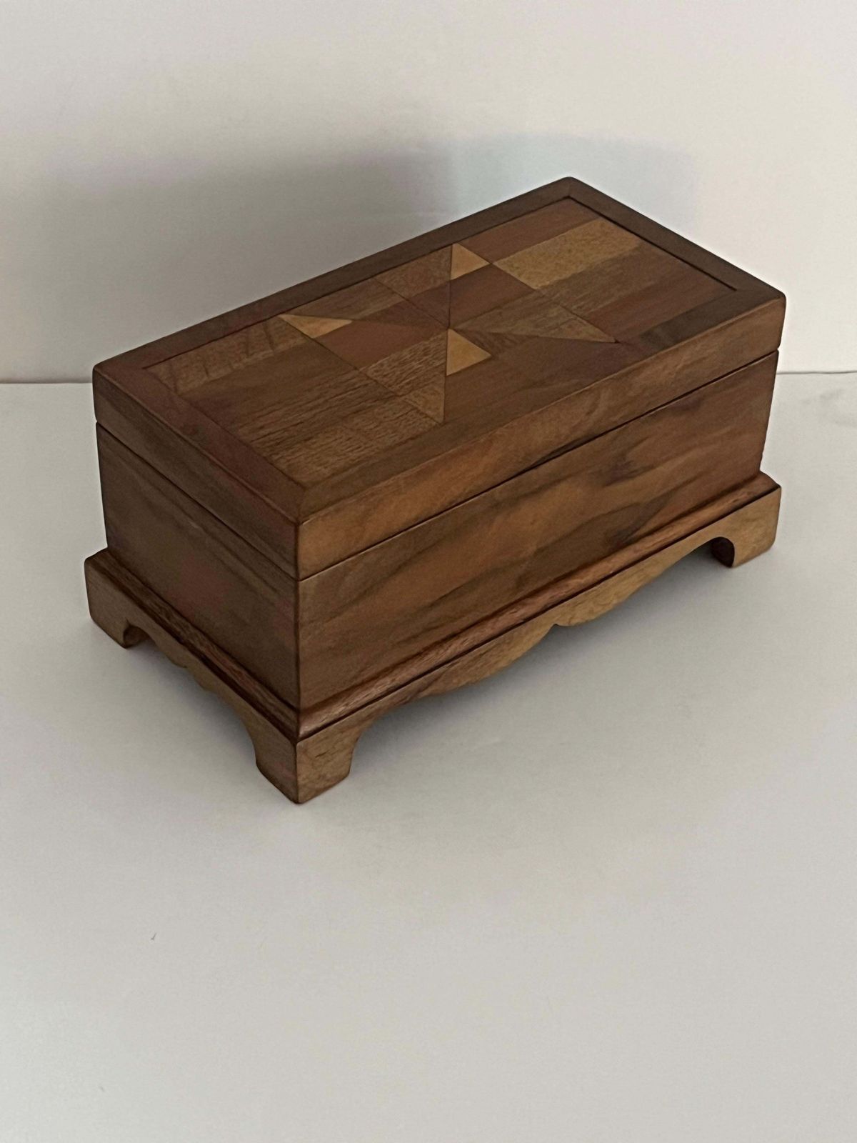 Art Deco Jewelry Box With Marquetry Top And Oval Mirror, Circa 1925 photo vintage