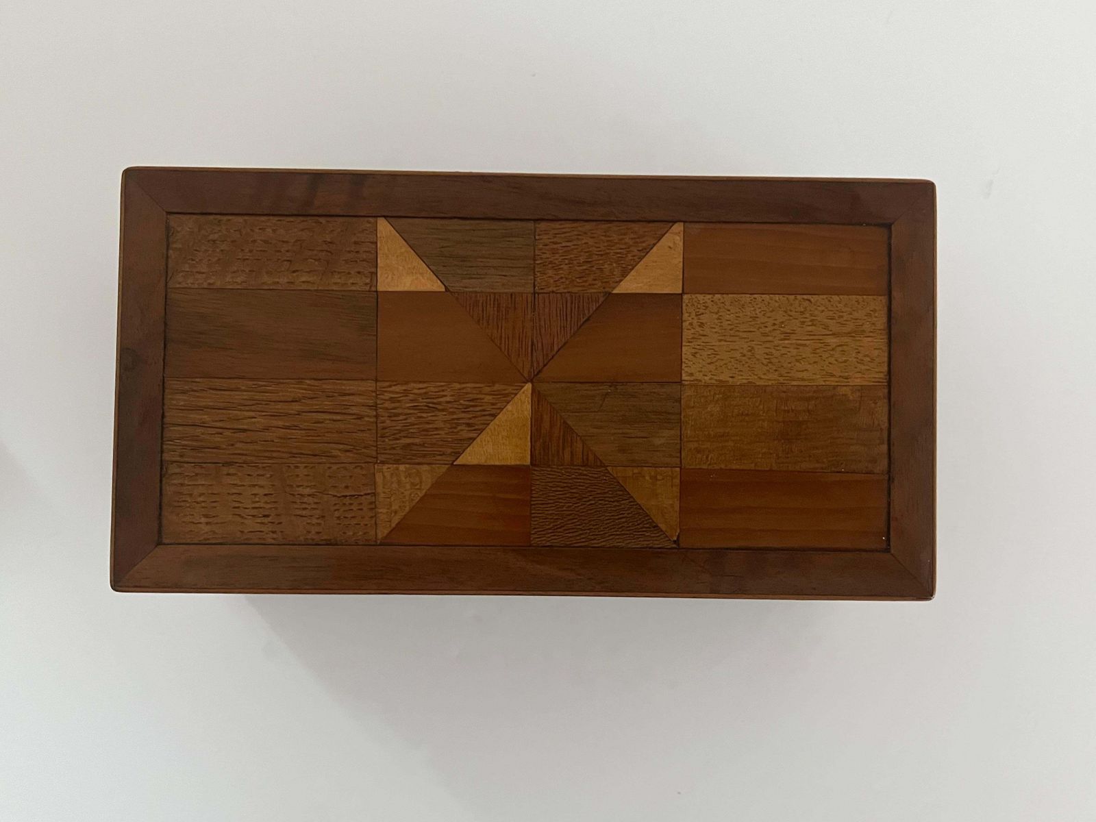 photo for sale Art Deco Jewelry Box With Marquetry Top And Oval Mirror, Circa 1925