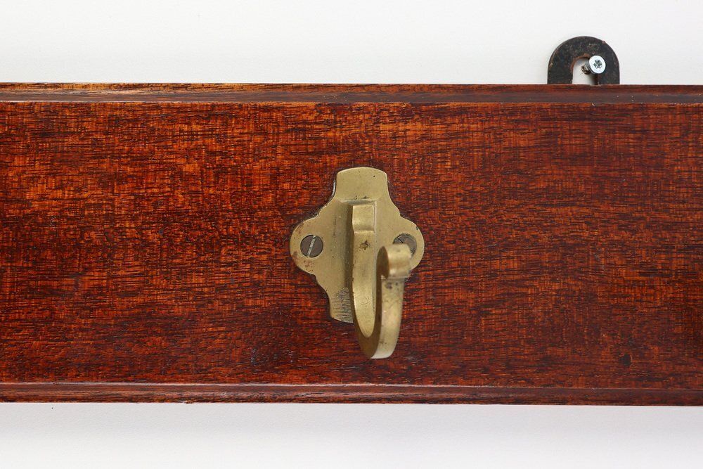 photo furniture Art Nouveau Coat Rack In Brass And Oak, France, 1900s