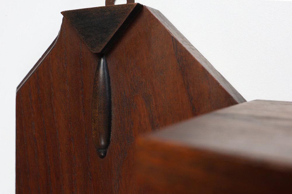 Furniture Art Deco Coat Rack In Oak And Copper, Belgium, 1920s photo