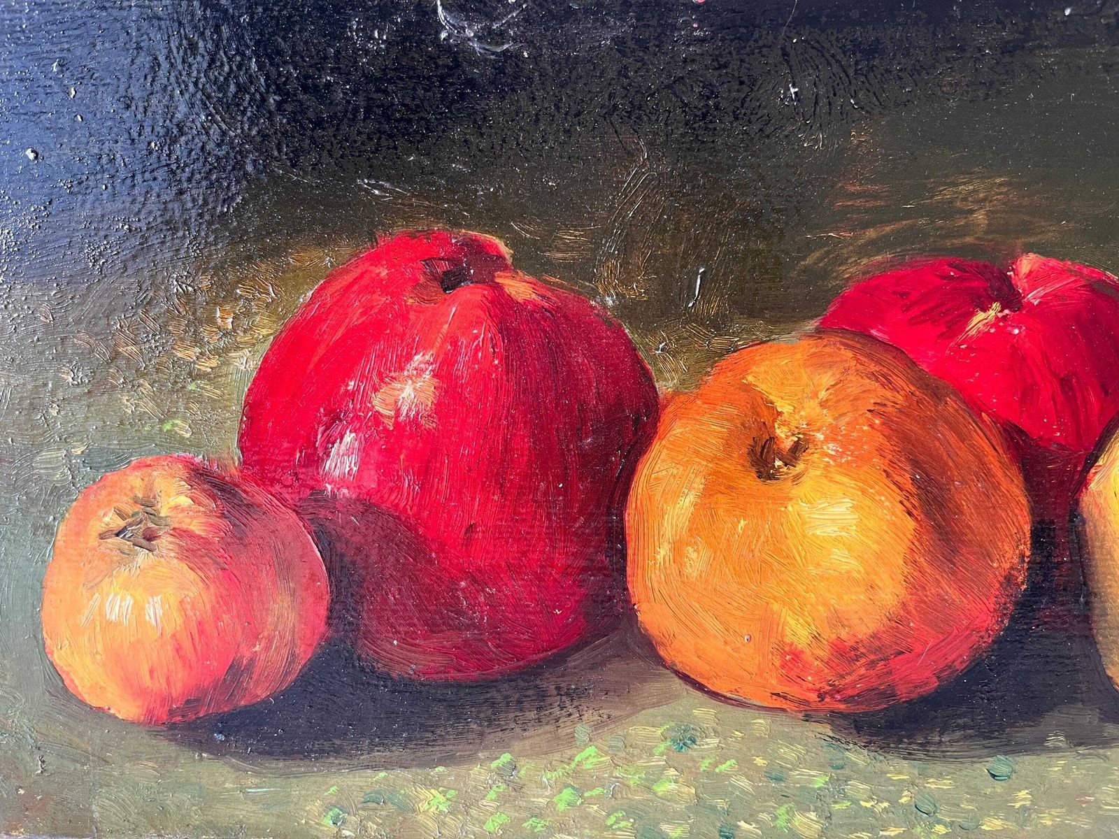 Nature morte aux pommes, huile sur carton d'époque, peinture française de fruits, XIXe siècle - décor de cuisine française photo buy