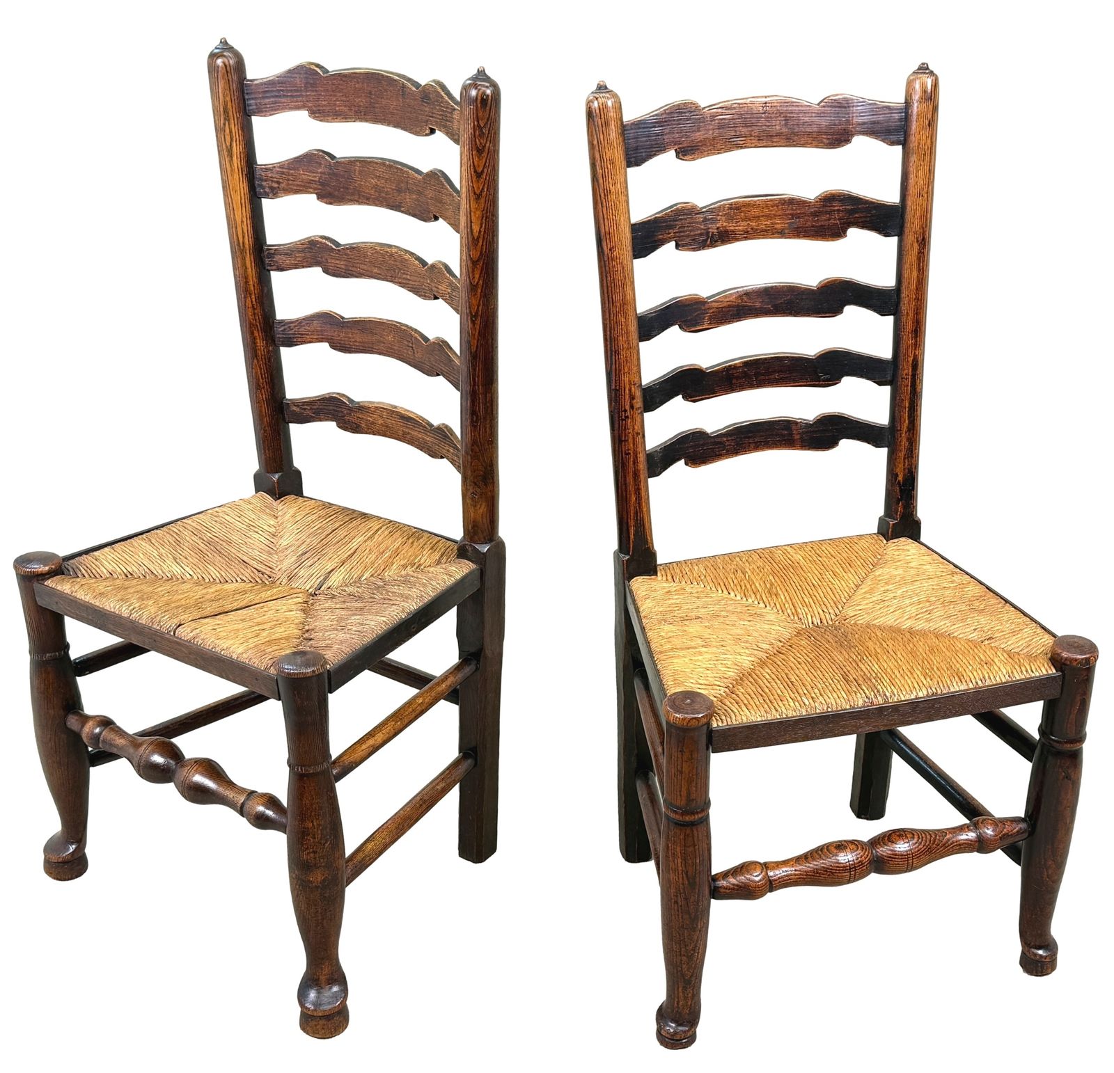 Set van 10 Georgische ladderrug boerenkeukenstoelen, begin 19e eeuw (Engeland, ca. 1820) photo vintage