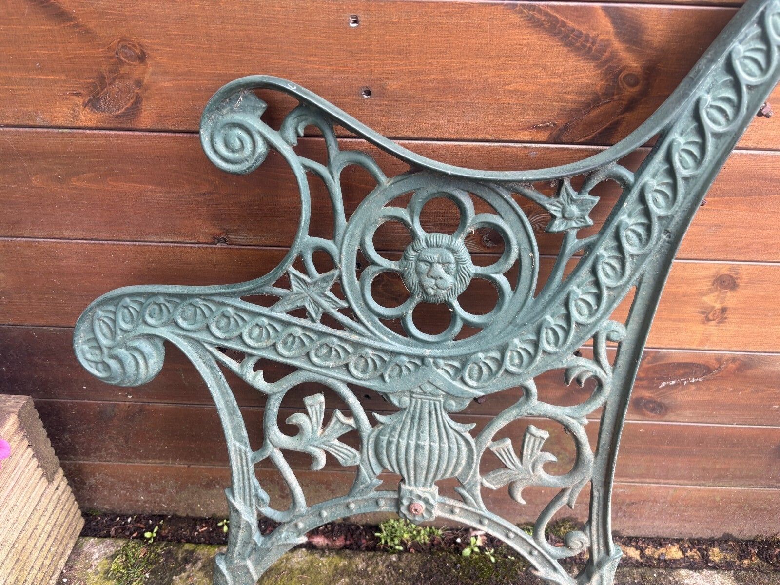 Pair Of Vintage Large Green Painted Bench Ends photo Home Decor