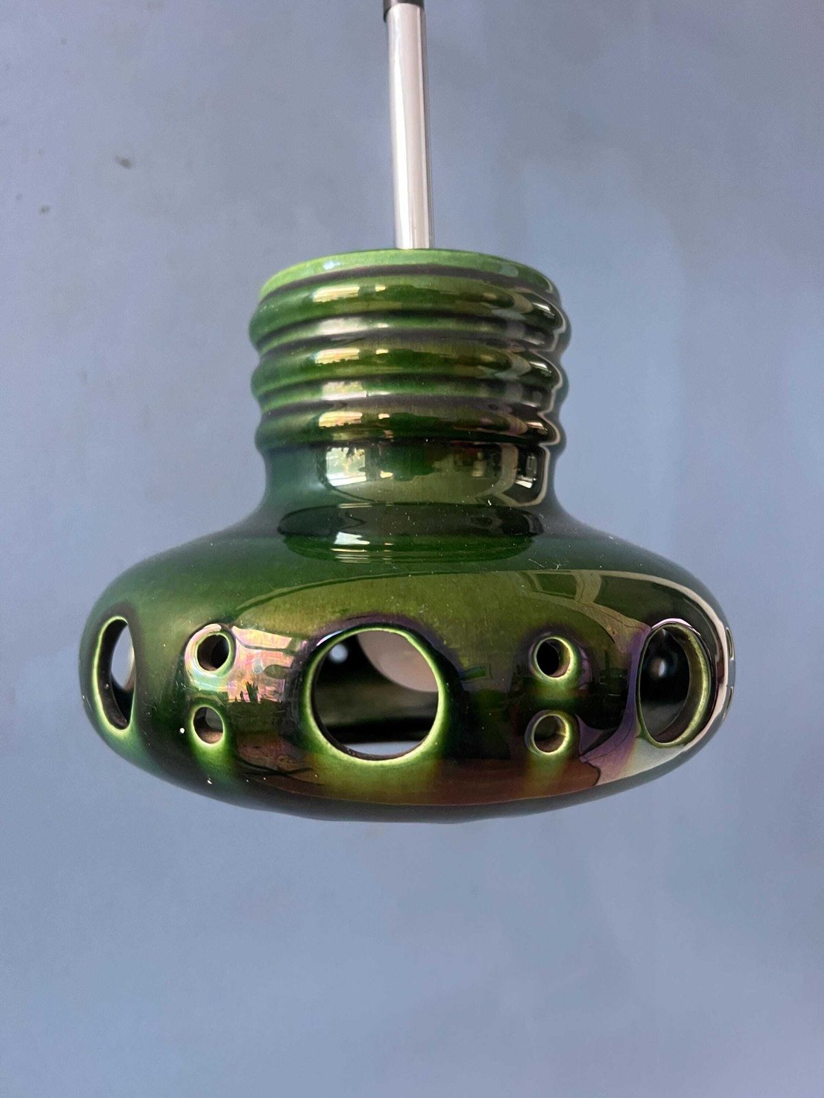 Mid Century Green Ceramic Pendant Light   West Germany Hanging Lamp photo buy