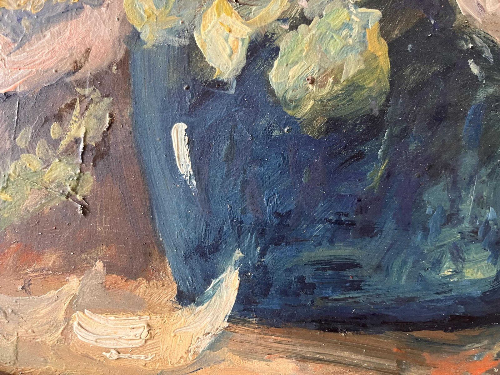 photo for sale Original 1930s Art Deco Still Life In Oil On Panel "Roses And Poppies", Oval Wooden Frame, French Antique Still Life Painting