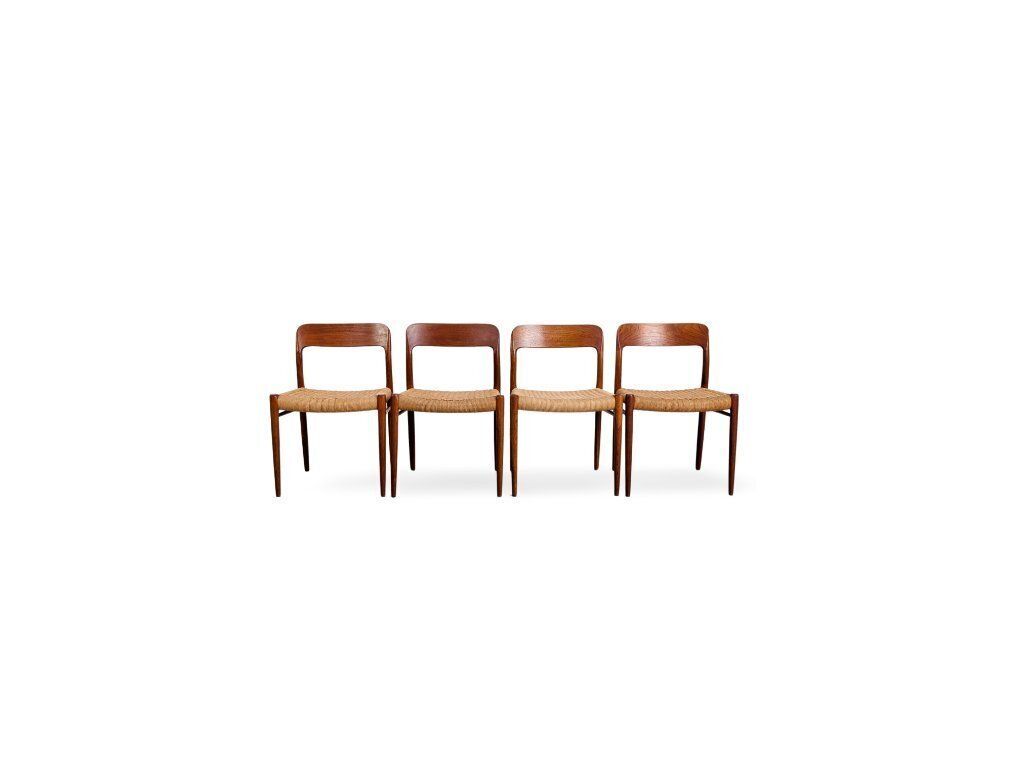 Set Of 4 Chairs Jl Mollers Model 75 Niels Otto Møller Teak Vintage