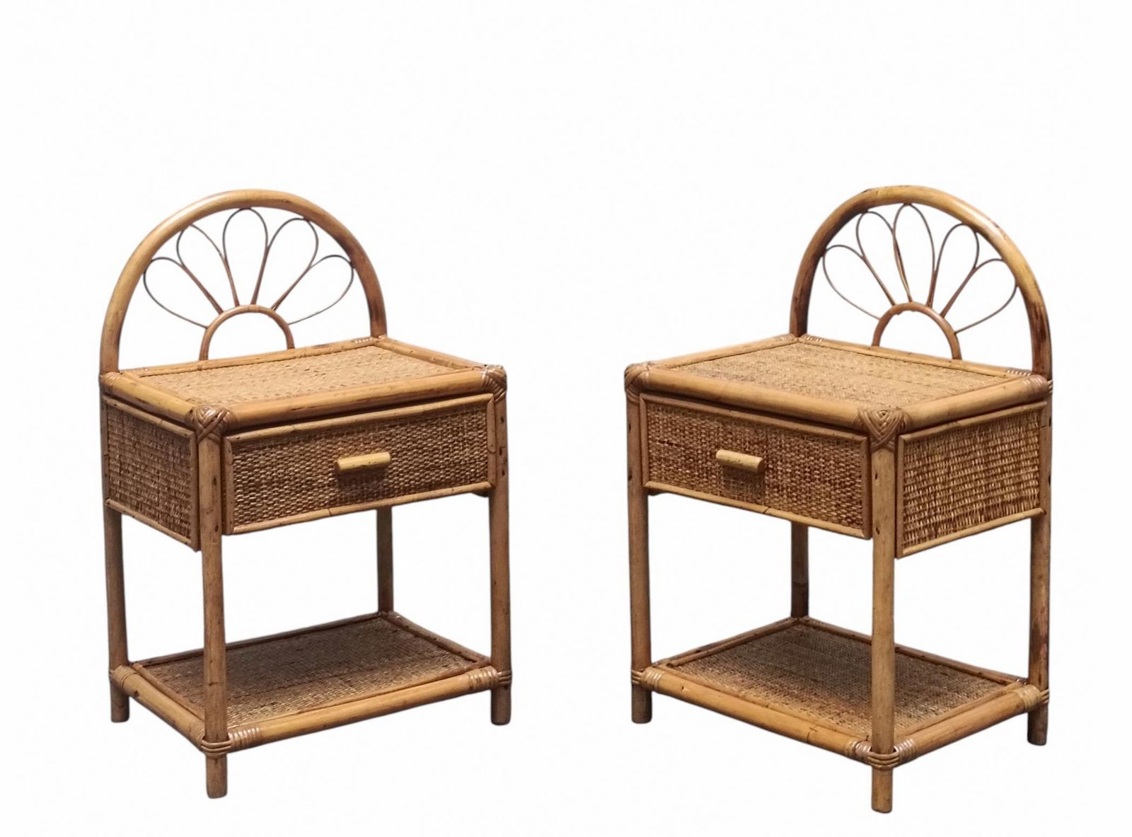 Dal Vera Pair Of Bamboo And Rattan Nightstands Italy 1960s photo furniture