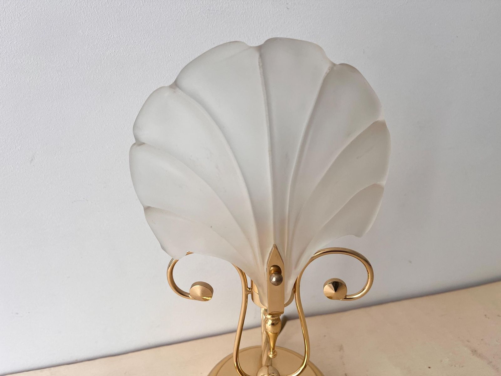 Vintage Glass Shell Desk Lamp, Midcentury Italian Lighting photo furniture