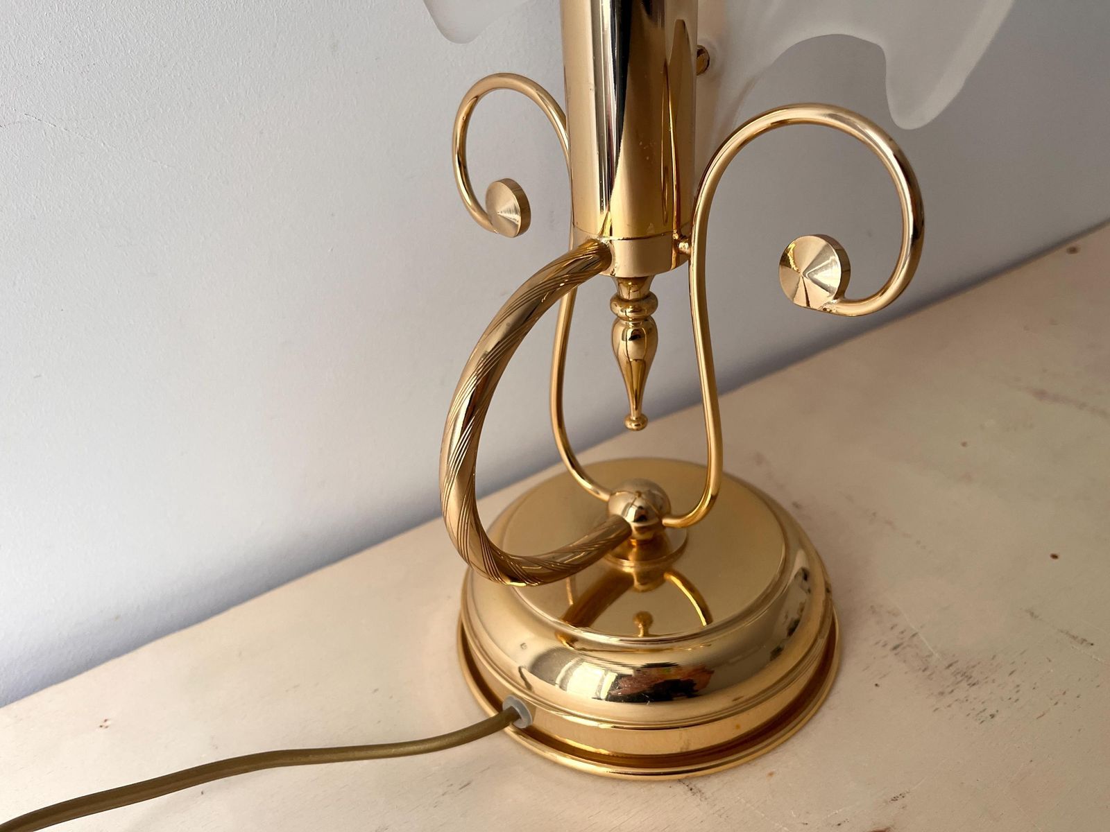Lighting Vintage Glass Shell Desk Lamp, Midcentury Italian Lighting photo