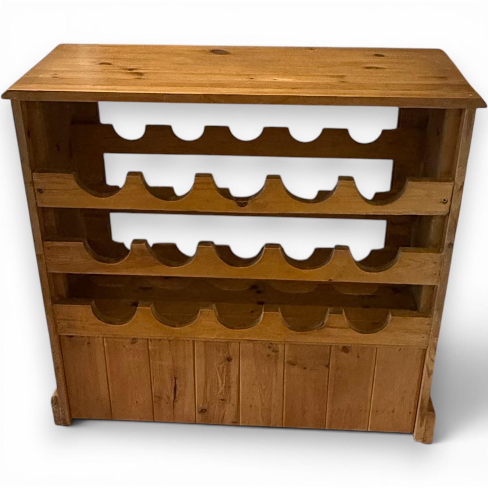 photo furniture Vintage Natural Waxed Pine Wine Rack Cabinet, Rustic Pine Bottle Storage, Country House Wine Rack, Farmhouse Pine Cabinet