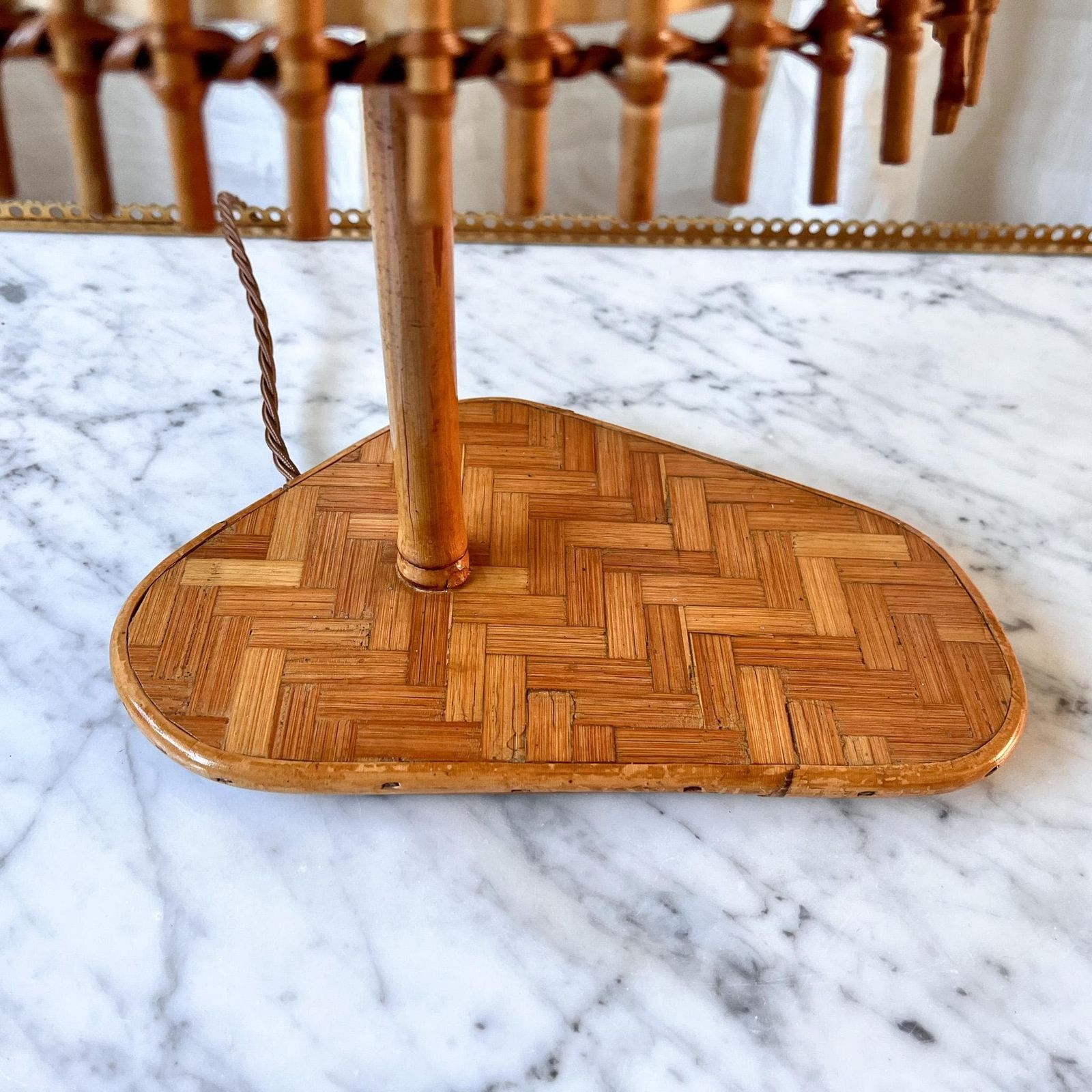 Vintage French Bamboo Table Lamp Attributed To Louise Sognot photo vinterior