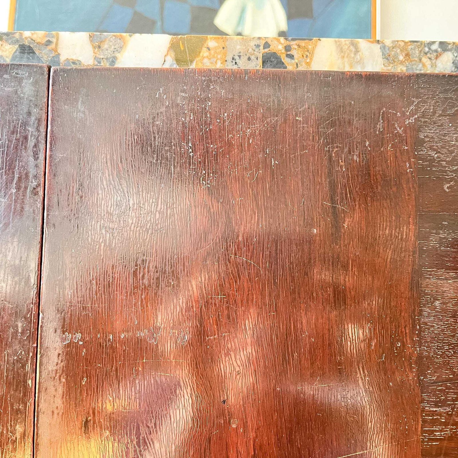 photo vinterior Large French Antique Art Deco Marble Top Cabinet