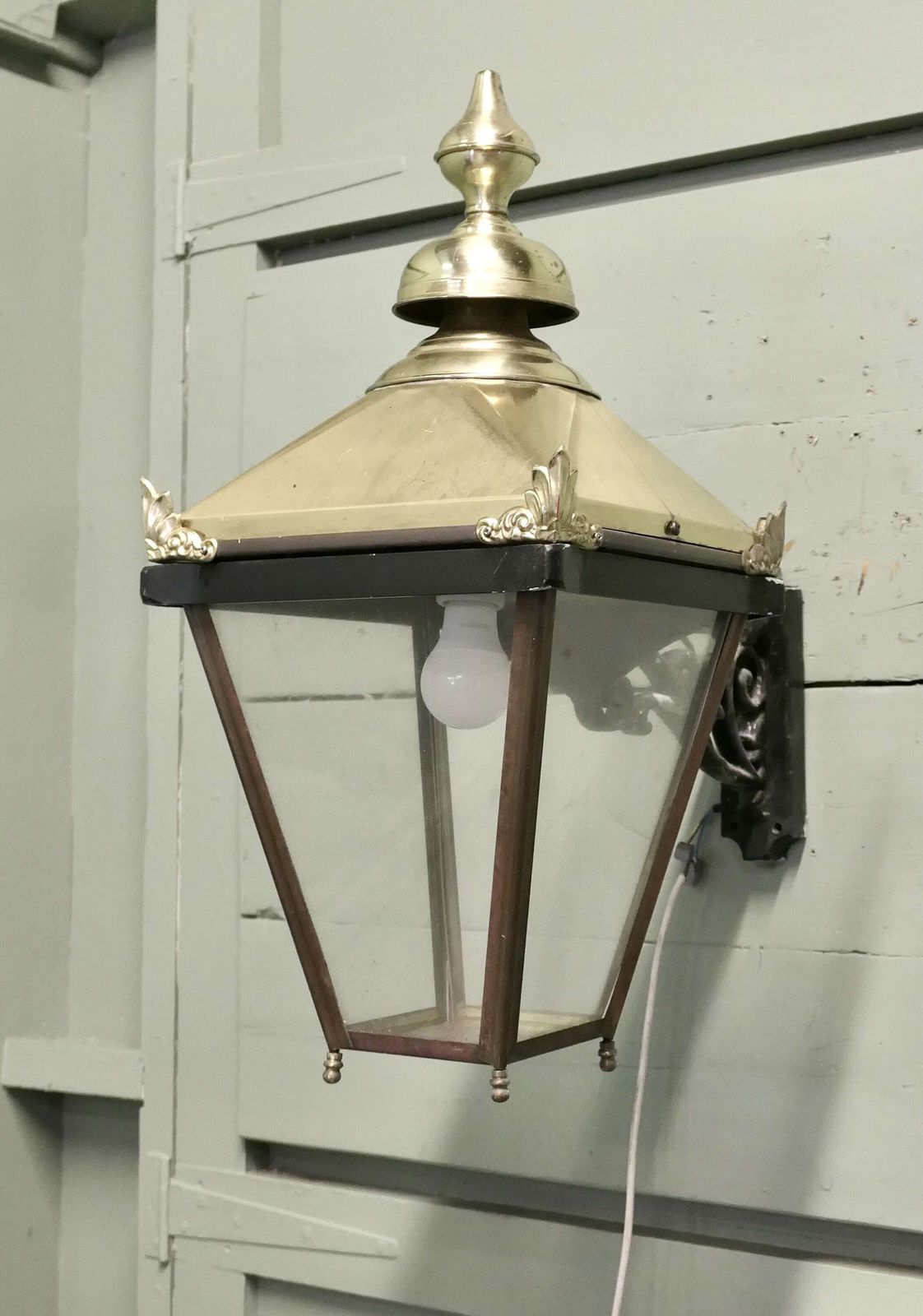 Large Brass Wall Hung Lantern There Are Three Of These Old Wall Lights photo buy