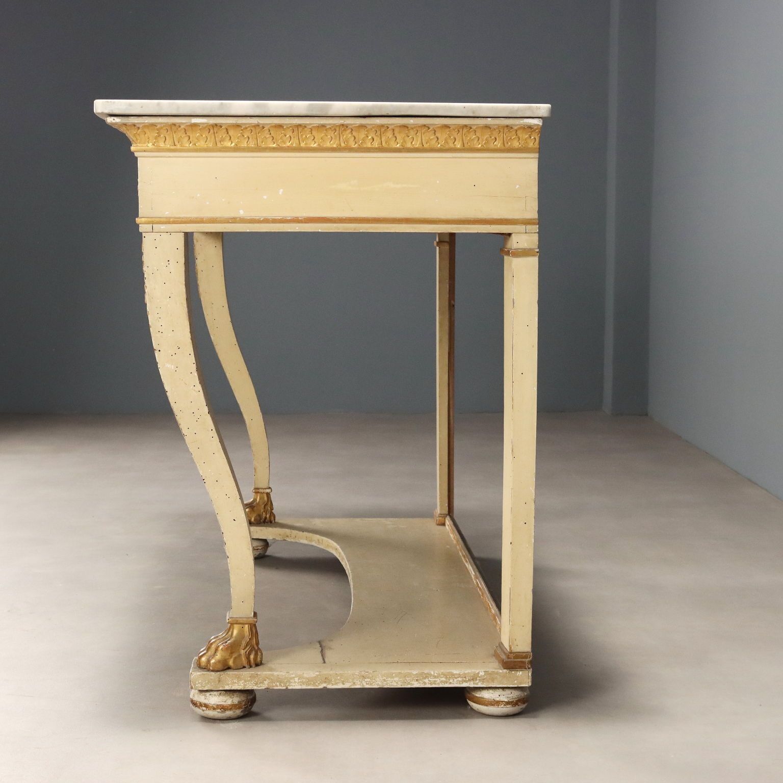 Antieke restauratiestijl console gelakt en verguld walnoot 19e eeuw photo for sale